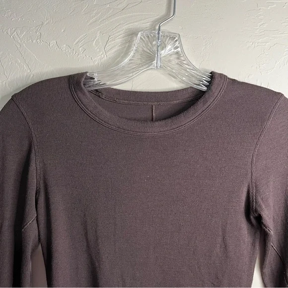 Lululemon Hold Tight Chocolate Brown Long Sleeve Modal Blend Crop Top - Picture 7 of 11